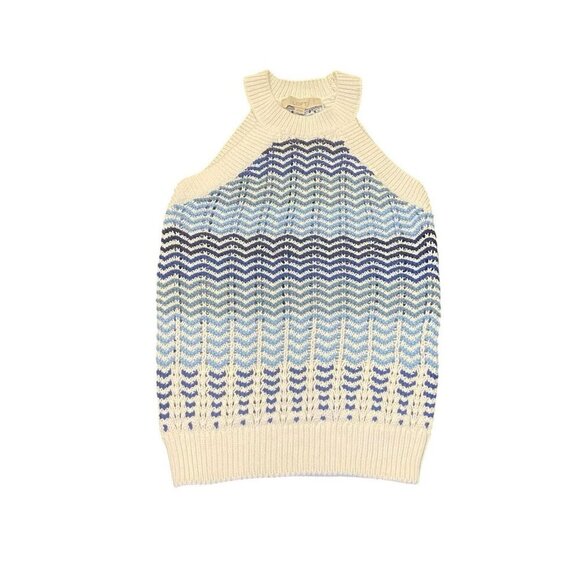 LOFT Halter Knit Sweater Tank Top White Blue Sleeveless XS Nautical Striped - Picture 2 of 7